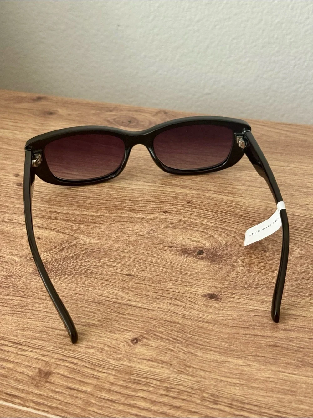Anthropologie Reality Eyewear Slim Wrapped Oval Sunglasses Black NWT Preppy Chic